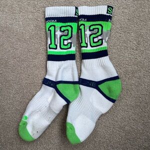 Seattle Seahawks White and Green Crew Socks